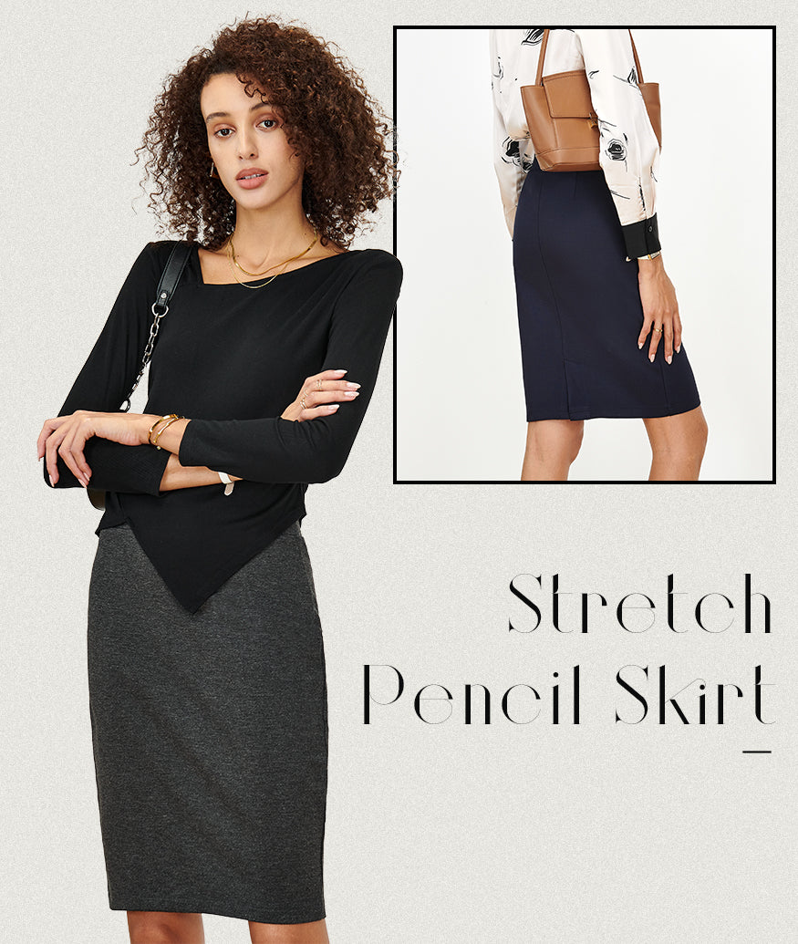 Tapata Women's Office Work Pencil Skirt Stretch High Waist Below Knee  Bodycon for Business Casual, Black, Small : : Clothing, Shoes &  Accessories