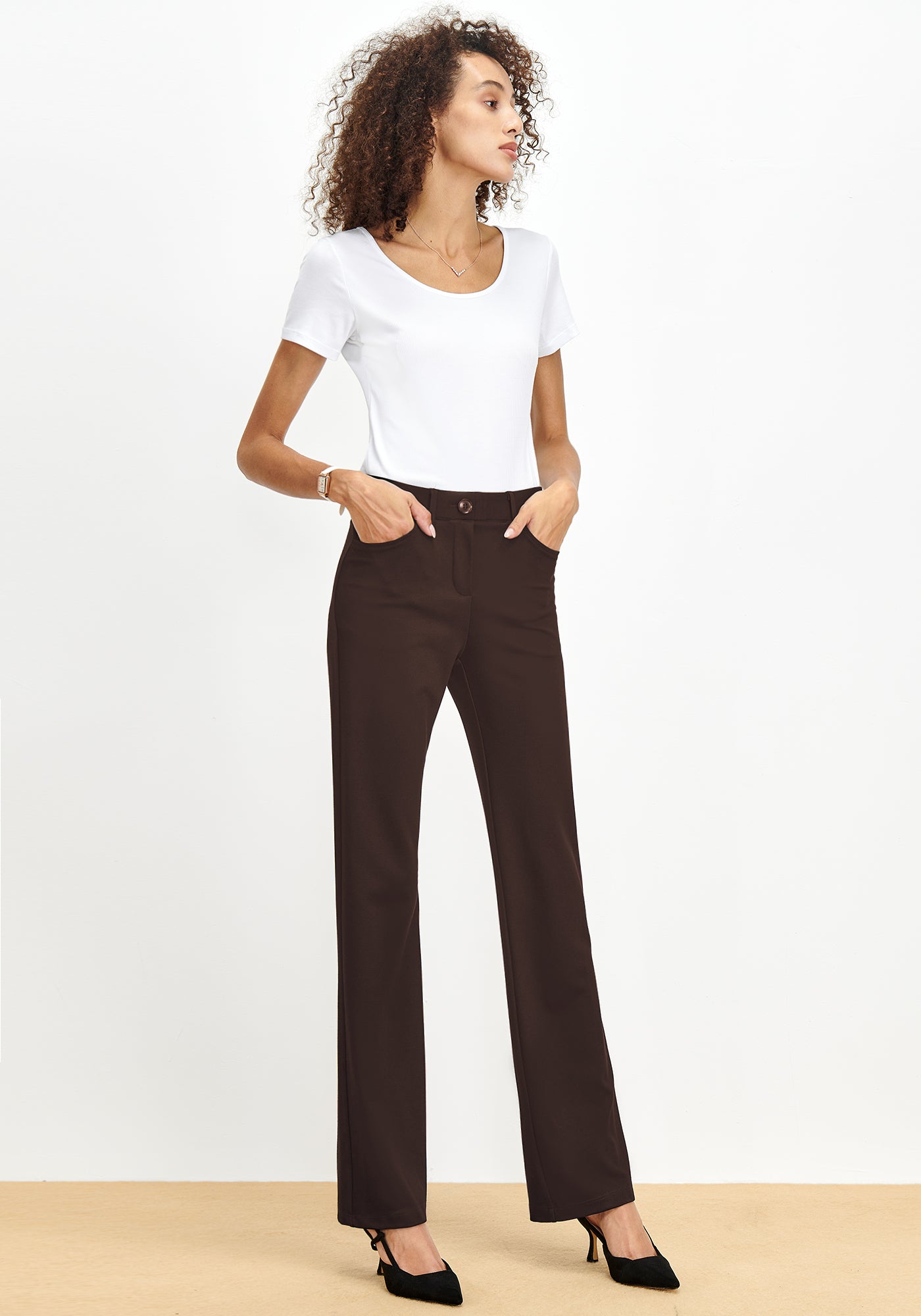 Stretchy Bootcut Dress Pants with 4 Pockets