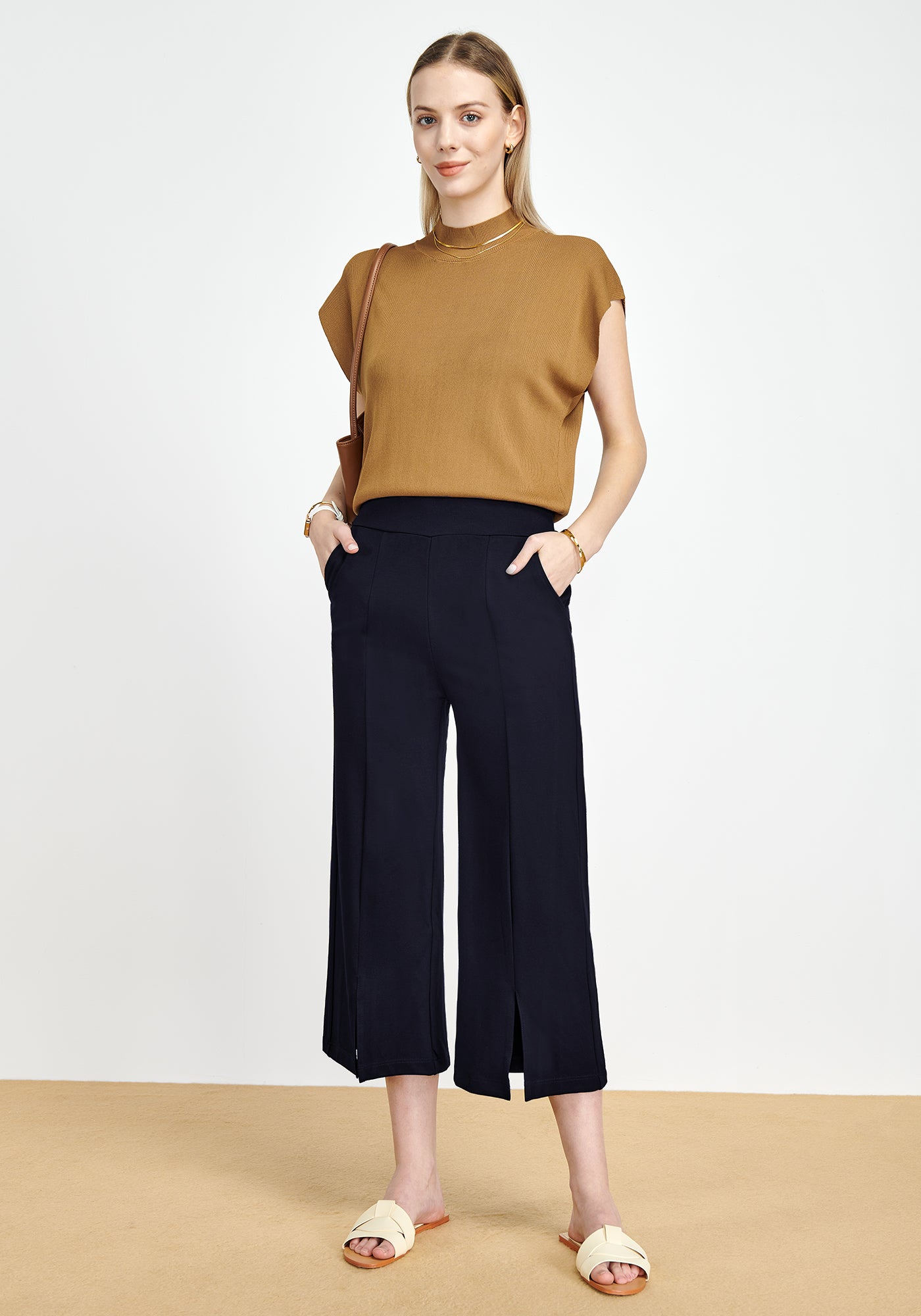 Wide-Leg Capri Pants