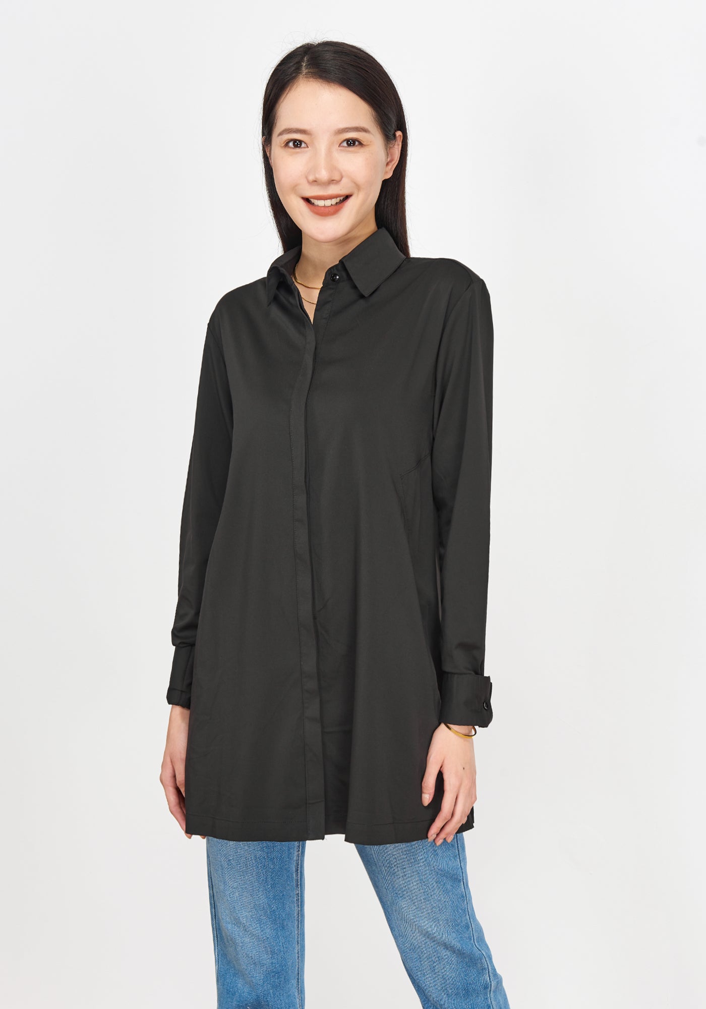 Solid Pocket Button-Down Shirt