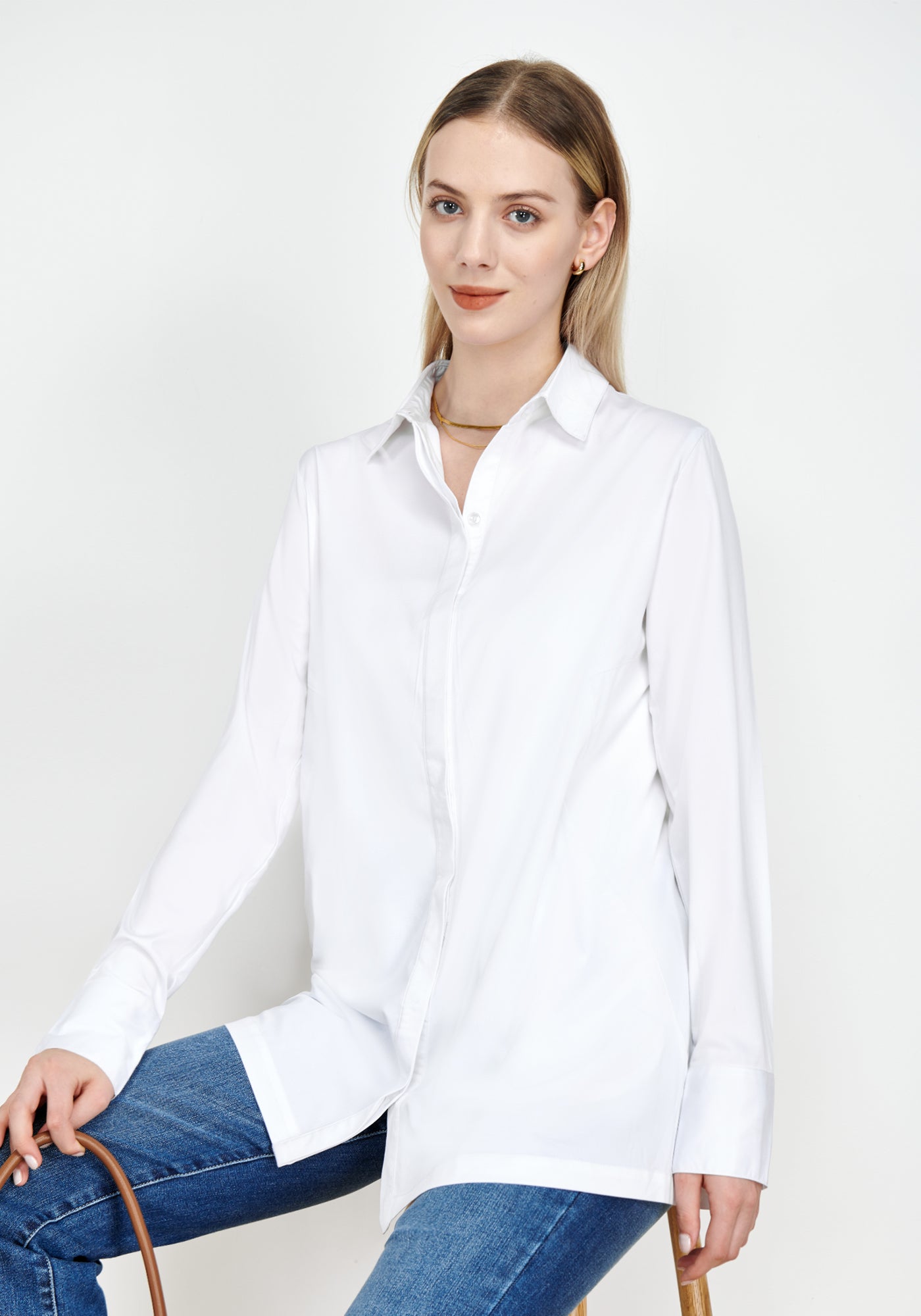 Solid Pocket Button-Down Shirt