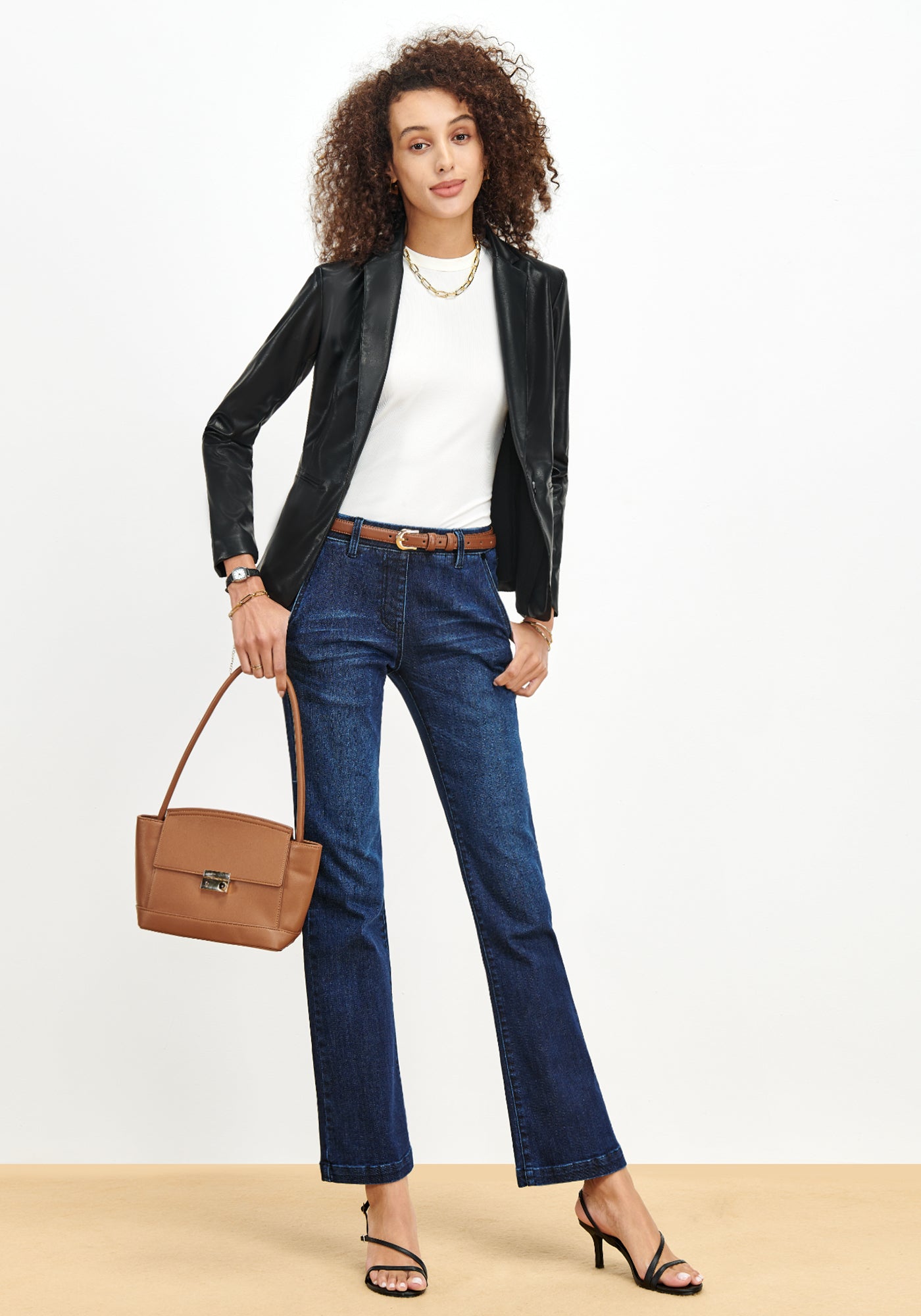 Faux-Leather Blazer