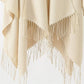 Tapata Women Poncho Solid Faux Cashmere Fringe Open Front Oversized Warm Wrap Shawl Poncho Cloak Winter Fall