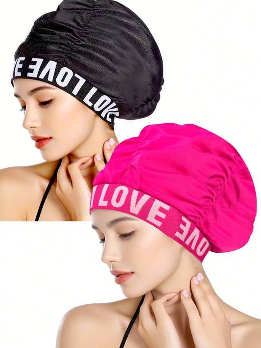 Tapata Women's Long Hair Swim Cap, Non-Slip Swimming Cap With Lovely Alphabet Jacquard Design, Ideal For Women