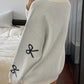 Tapata Women's Crew Neck Loose Fit Bow Knitted Sweater,Long Sleeve Tops