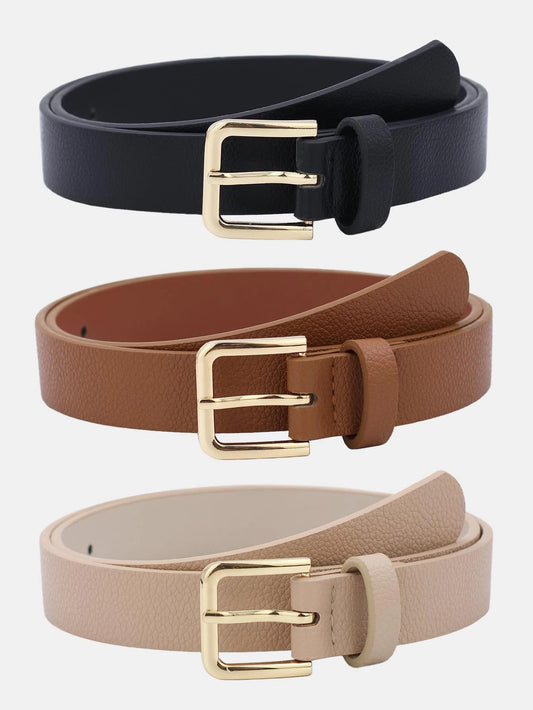 Tapata Women's Multipurpose Fashionable Multicolor Pu Belt With Gold Square Buckle For Daily Wear Casual